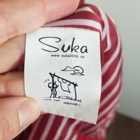 Suka Bright Red Snap Zip Front Coat Lined Jacket Cotton Blend Trench Buckle Med - Picture 8 of 14